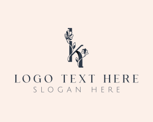 Wellness - Elegant Chic Floral Letter K logo design