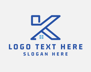 Roofing - House Window Letter K logo design