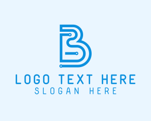 Cyberspace - Circuit Tech Letter B logo design