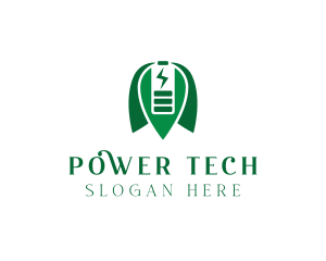 Power Plant - Green Energy Charging Battery logo design