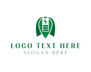 Electricity - Green Energy Charging Battery logo design