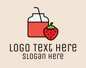 Fruit - Strawberry Juice Jar logo design