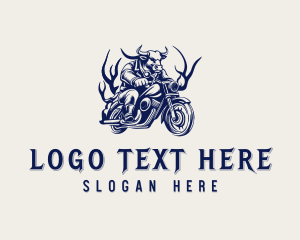 Motorcycle - Horns Bull Biker logo design