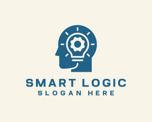 Logic - Cogwheel Light Bulb Head logo design