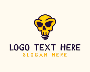 Purple And Yellow - Light Bulb Skull logo design