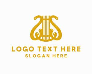 Lyre - Harp String Musical Instrument logo design