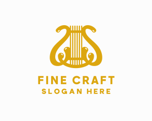 Harp String Musical Instrument logo design