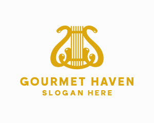 Harp String Musical Instrument logo design