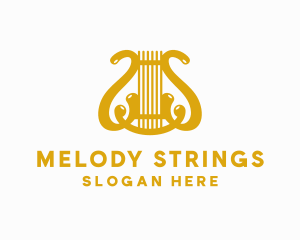 Harp String Musical Instrument logo design