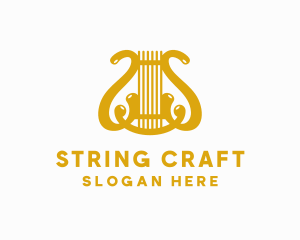 Harp String Musical Instrument logo design