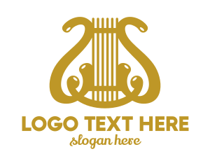 Harp - Golden Classical Harp logo design
