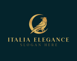 Elegant Raven Moon logo design