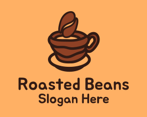 Roasted - Coffee Bean Cup logo design