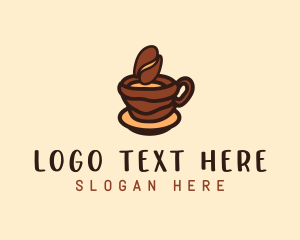 Roasted - Coffee Bean Cup logo design