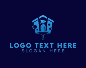 House - House Clean Squeegee logo design