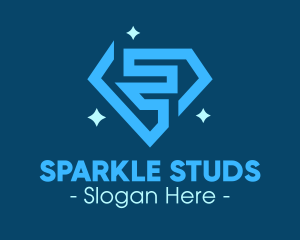 Blue Sparkling Diamond logo design