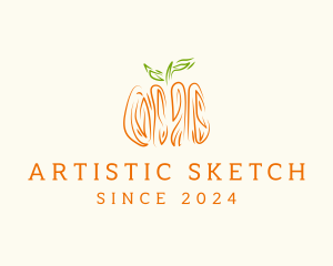 Pumpkin Vegetable Drawing logo design