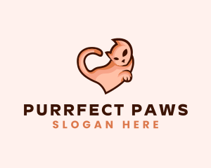 Feline Cat Heart logo design