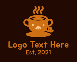 Latte - Pig Cup Cafe logo design