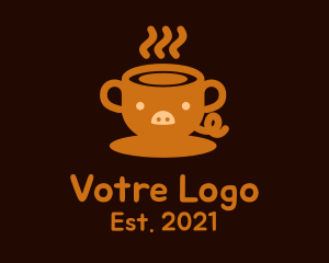 Latte - Pig Cup Cafe logo design