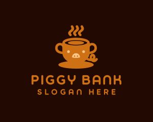 Piggy - Pig Cup Cafe logo design