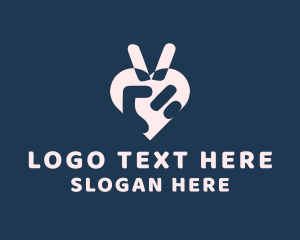 Finger Heart - Peace Sign Heart logo design