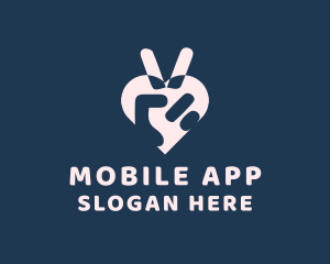Dating App - Peace Sign Heart logo design