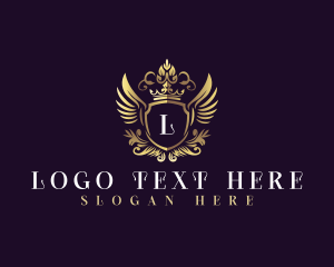 Vintage - Floral Wing Shield logo design