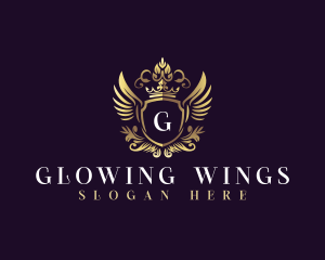 Floral Wing Shield logo design