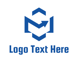 Blue Hexagon - Modern Hexagon Arrow logo design