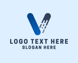 Fluid - Commercial Blue Letter V logo design