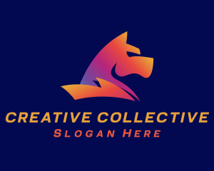 Gradient Abstract Canine logo design