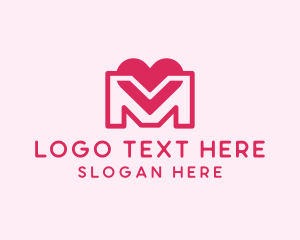 Dating - Love Heart Letter M logo design