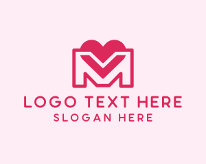 Heart - Love Heart Letter M logo design