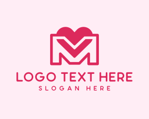 Love Heart Letter M logo design