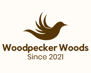 Woodpecker - Flying Finch Silhouette logo design