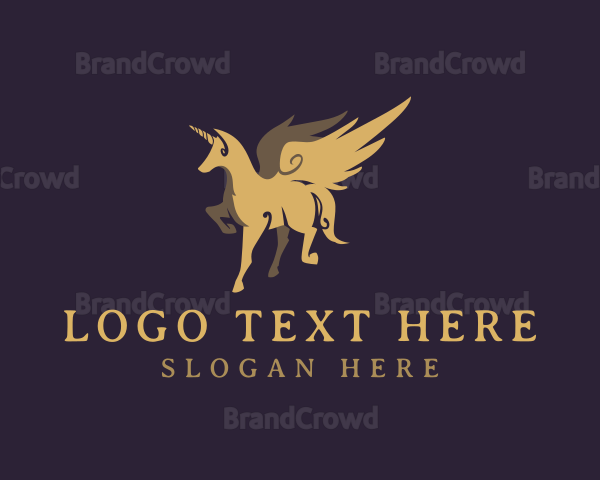 Gold Mythical Unicorn Logo