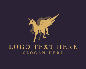 Gold Mythical Unicorn Logo