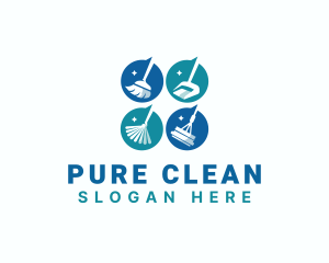 Cleaning Tools Mop Broom logo design