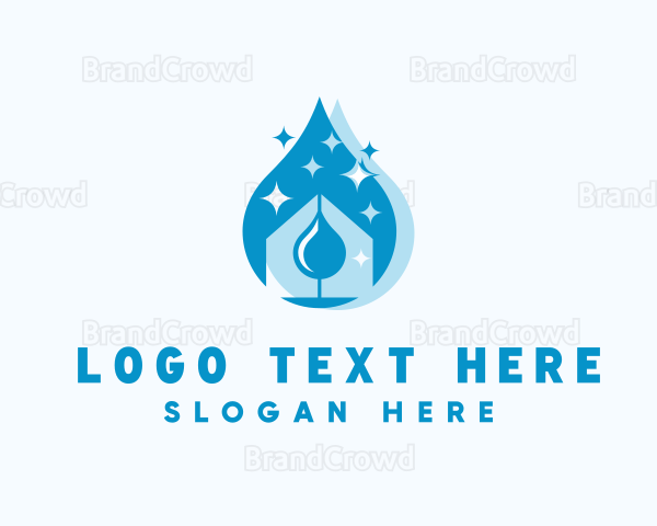 Water Droplet Home Cleaning Logo