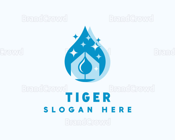 Water Droplet Home Cleaning Logo