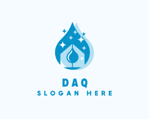 Water Droplet Home Cleaning Logo