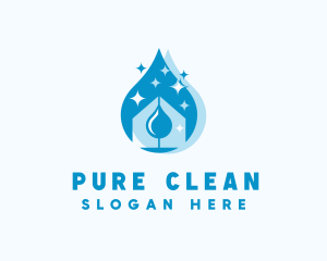 Water Droplet Home Cleaning logo design