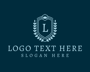 Linear - Crown Leaf Crest logo design