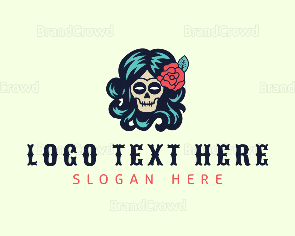 Rose Decor Skull Lady Logo