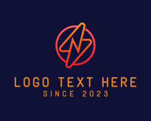 Science - Energy Lightning Bolt Letter N logo design