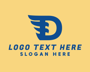 Initial - Blue D Wing logo design