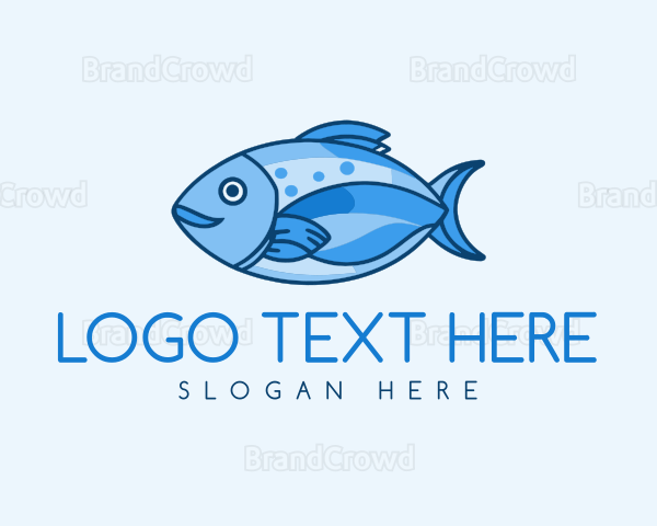 Blue Aquatic Sea Fish Logo