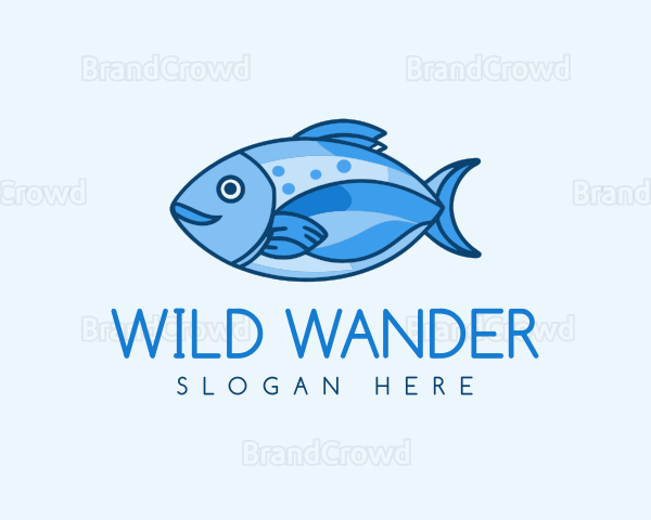 Blue Aquatic Sea Fish Logo