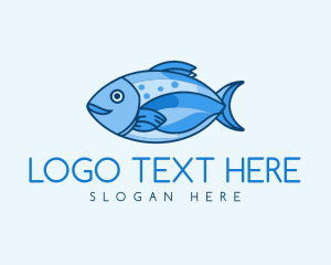 Blue Aquatic Sea Fish Logo